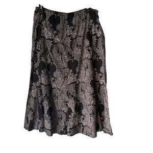 Kial Skirt Y2k‎ Large Black Paisley Elastic Waist 100% Cotton Whimsigoth Fairy